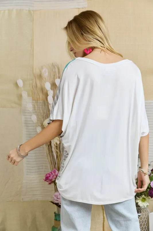 ADORA Colorblock Casual Knit Tunic Top