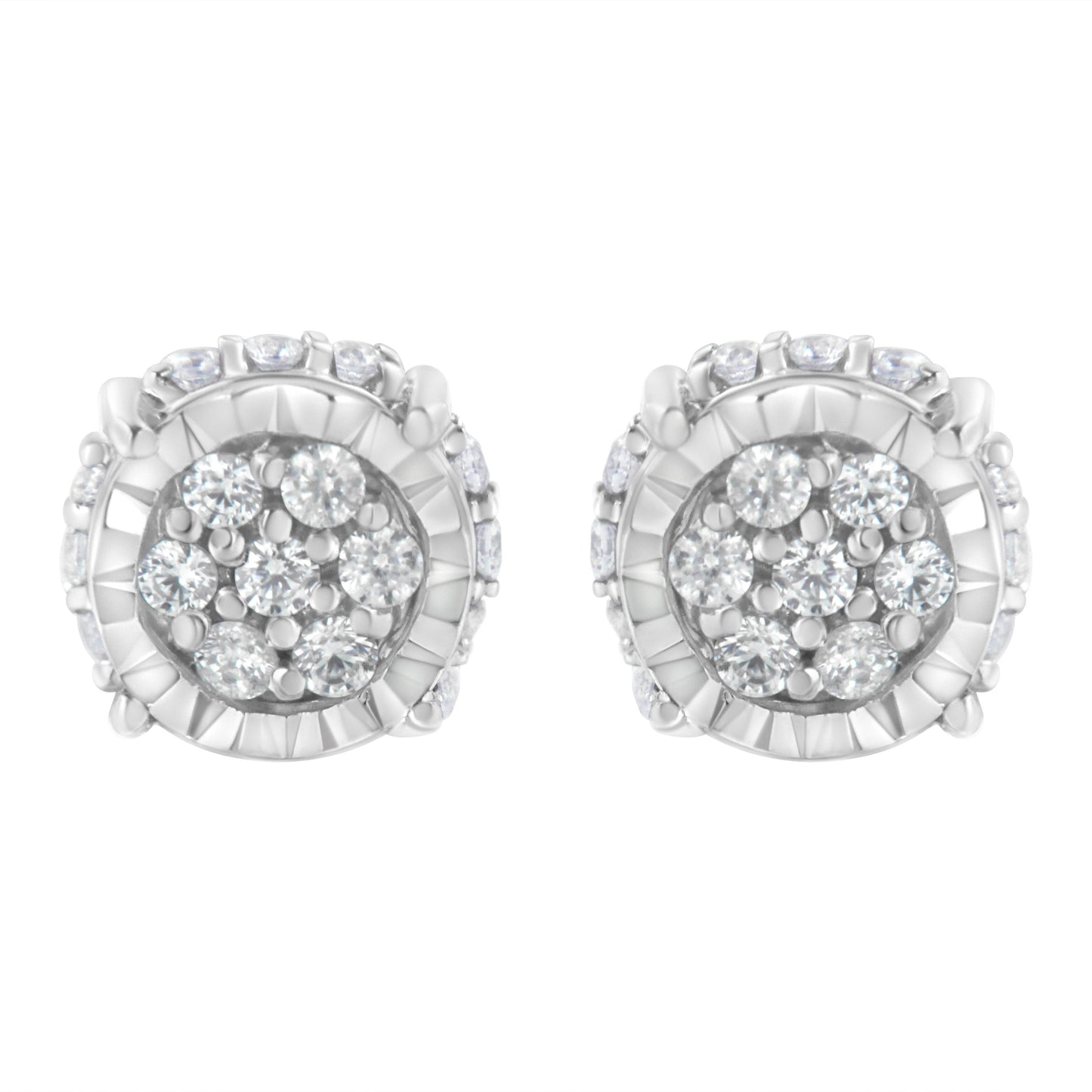 .925 Sterling Silver 1/3 cttw Round-cut Diamond Floral Stud Earring (I-J Clarity, I3 Color)