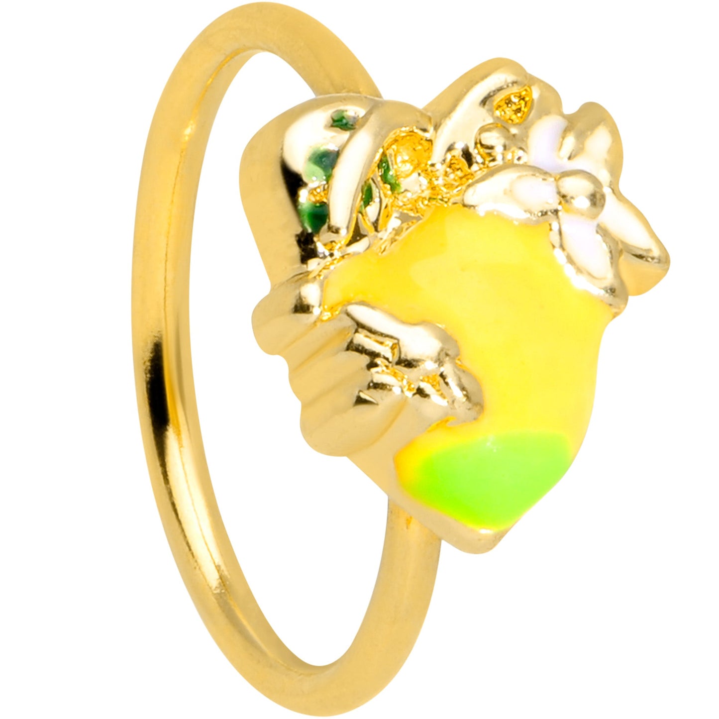 20G 5/16 Gold Tone Lemon Bee Flower Nose Hoop