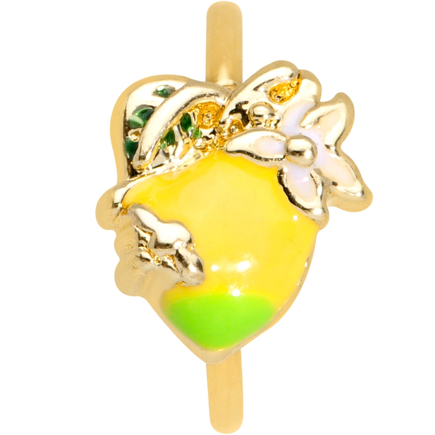 20G 5/16 Gold Tone Lemon Bee Flower Nose Hoop