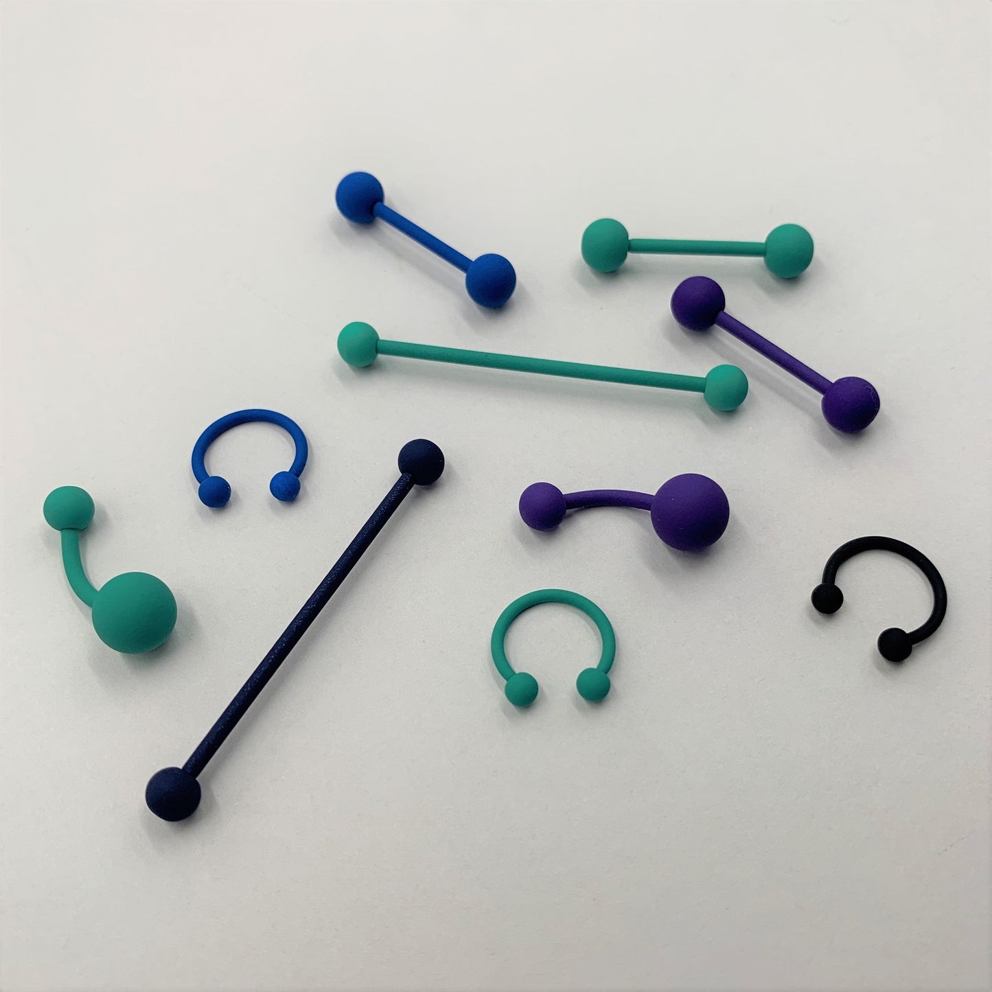 Totally Teal Matte Barbell Tongue Ring