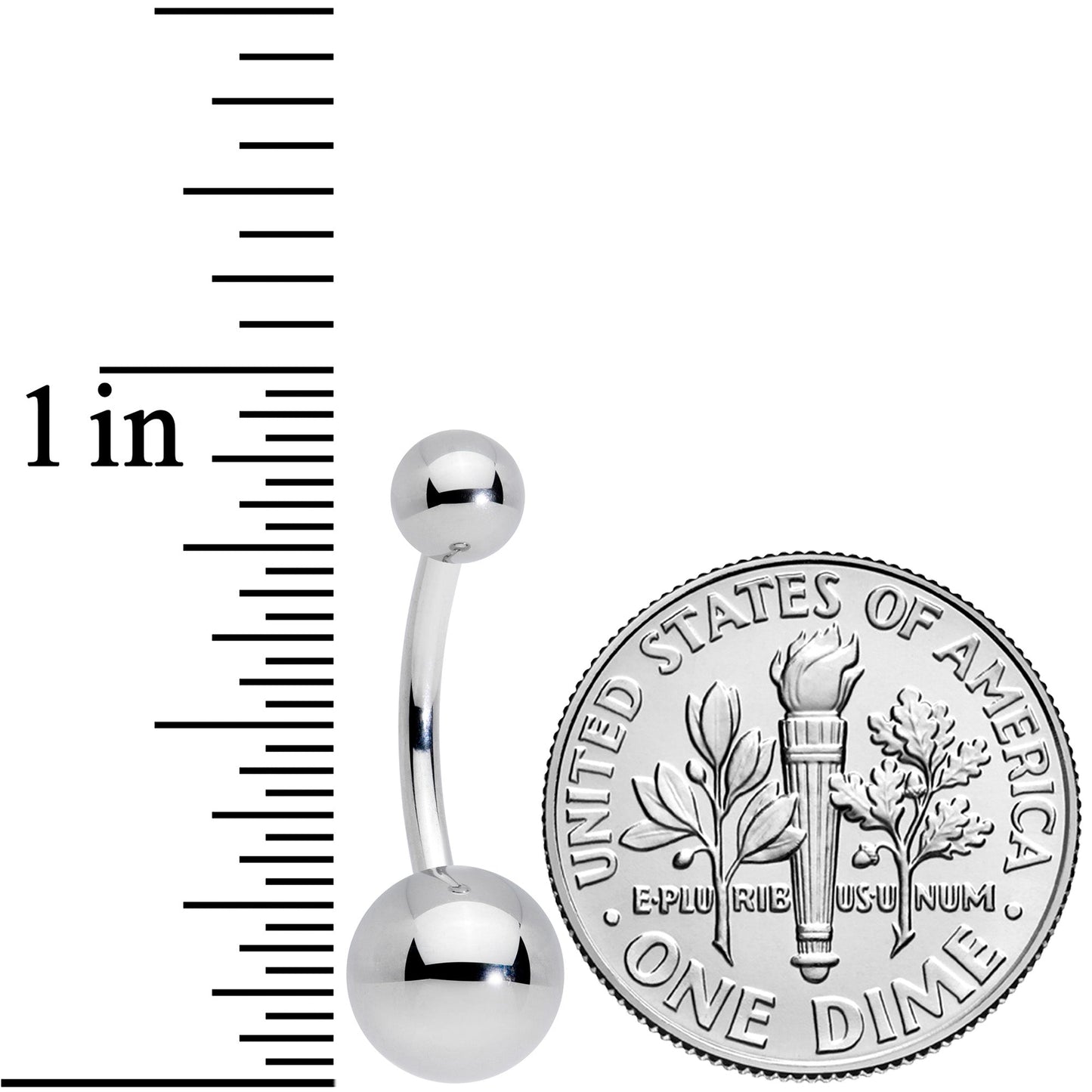 14G 7/16 Grade 23 Titanium Belly Ring Curved Barbell