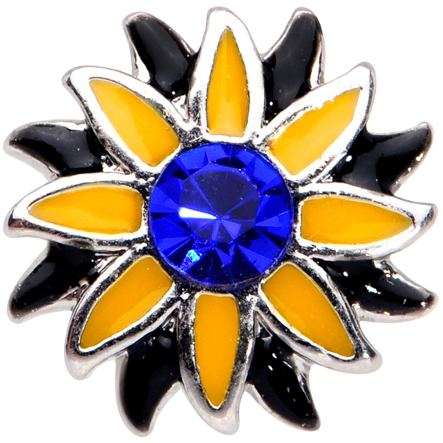 16G 1/4 Blue Faux Druzy Yellow Sunflower Cartilage Tragus