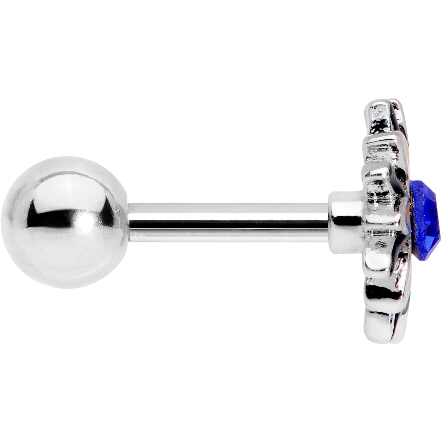 16G 1/4 Blue Faux Druzy Yellow Sunflower Cartilage Tragus