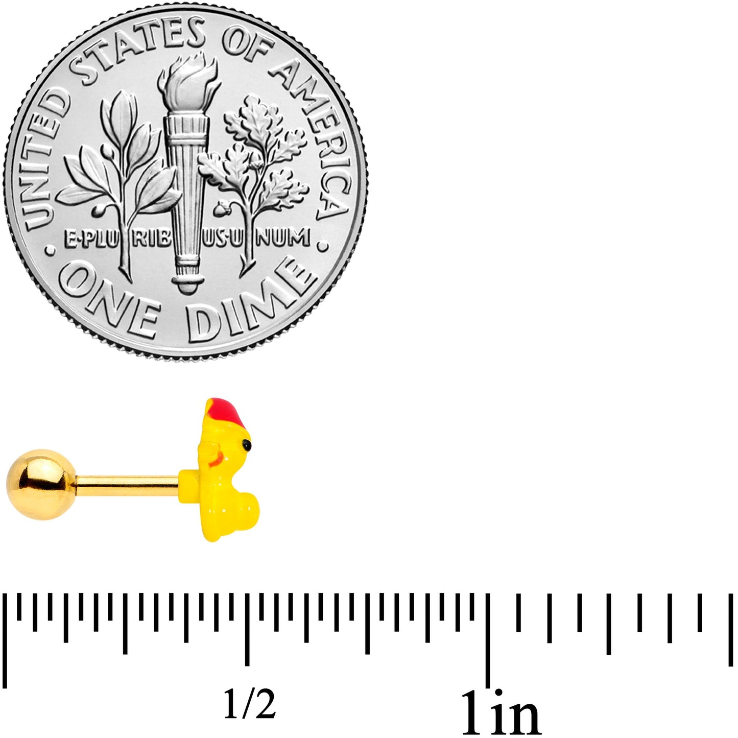 16G 1/4 Gold Tone Sleepy Duck Cartilage Tragus