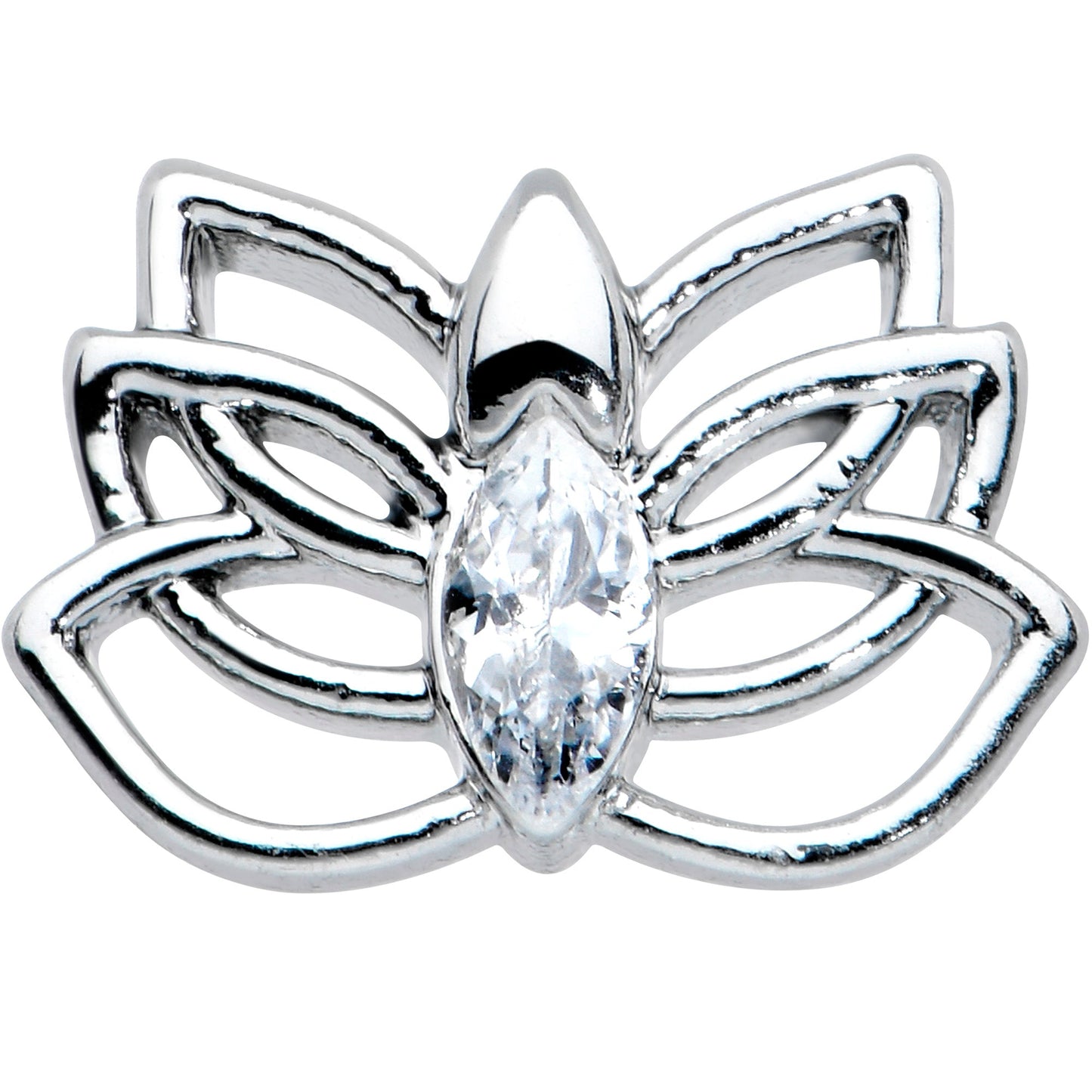 20G 1/4 Clear Gem Open Elegant Lotus Flower Nose Bone