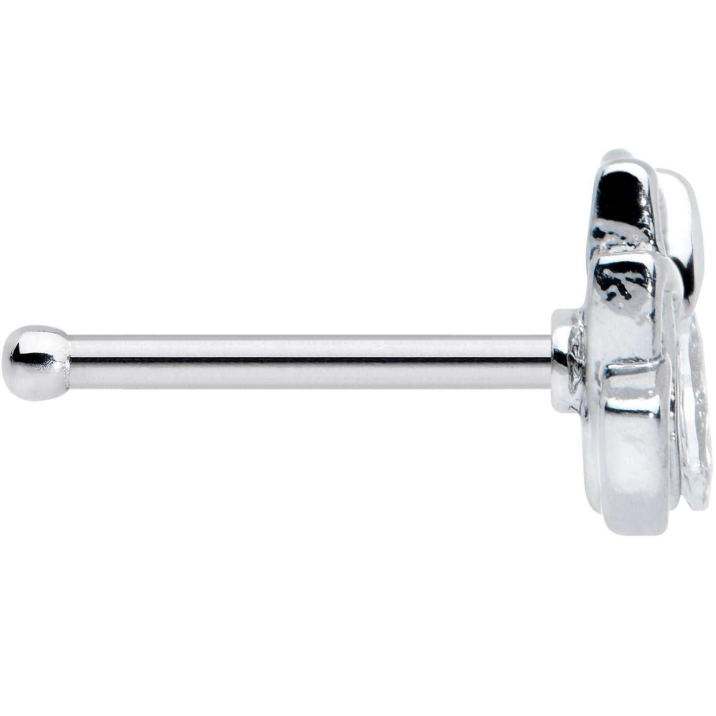 20G 1/4 Clear Gem Open Elegant Lotus Flower Nose Bone