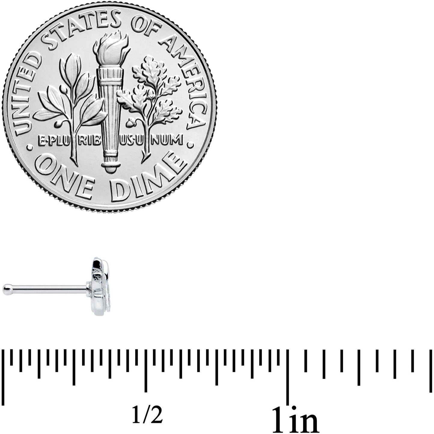 20G 1/4 Clear Gem Open Elegant Lotus Flower Nose Bone