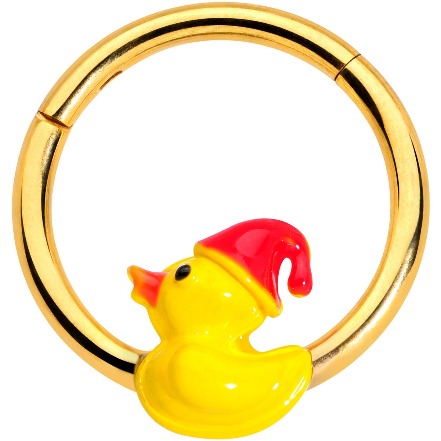 16G 3/8 Gold Tone Sleepy Duck Hinged Segment Ring