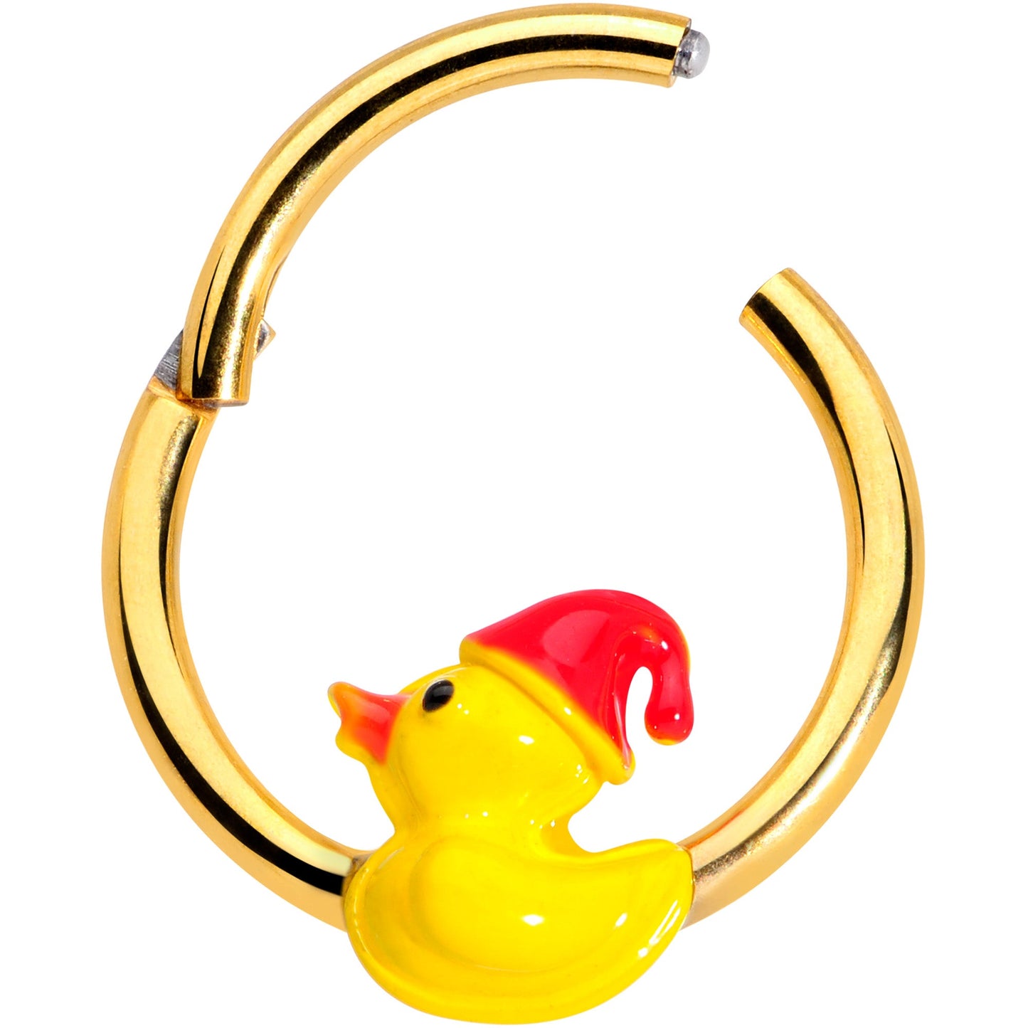 16G 3/8 Gold Tone Sleepy Duck Hinged Segment Ring