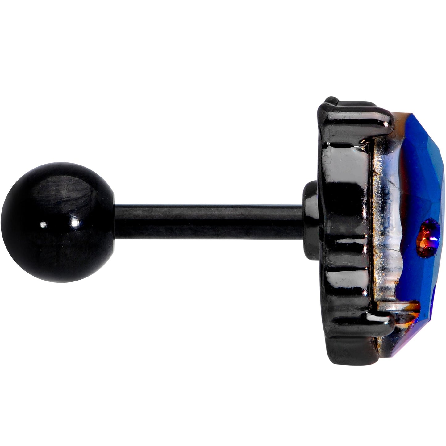 16G 1/4 Blue Gem Black Sugar Skull Halloween Cartilage Tragus