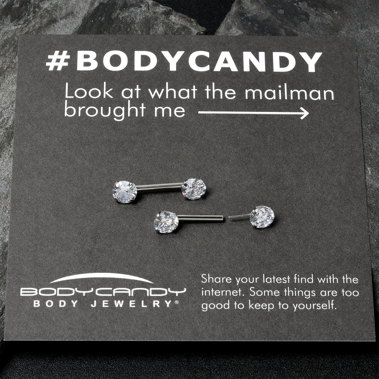 14G 1/2 Clear CZ Gem Threadless Barbell Nipple Ring Set