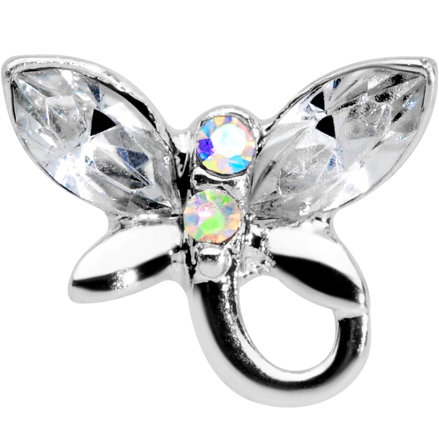 16G 1/4 Clear Aurora Gem Loop Butterfly Cartilage Tragus Earring