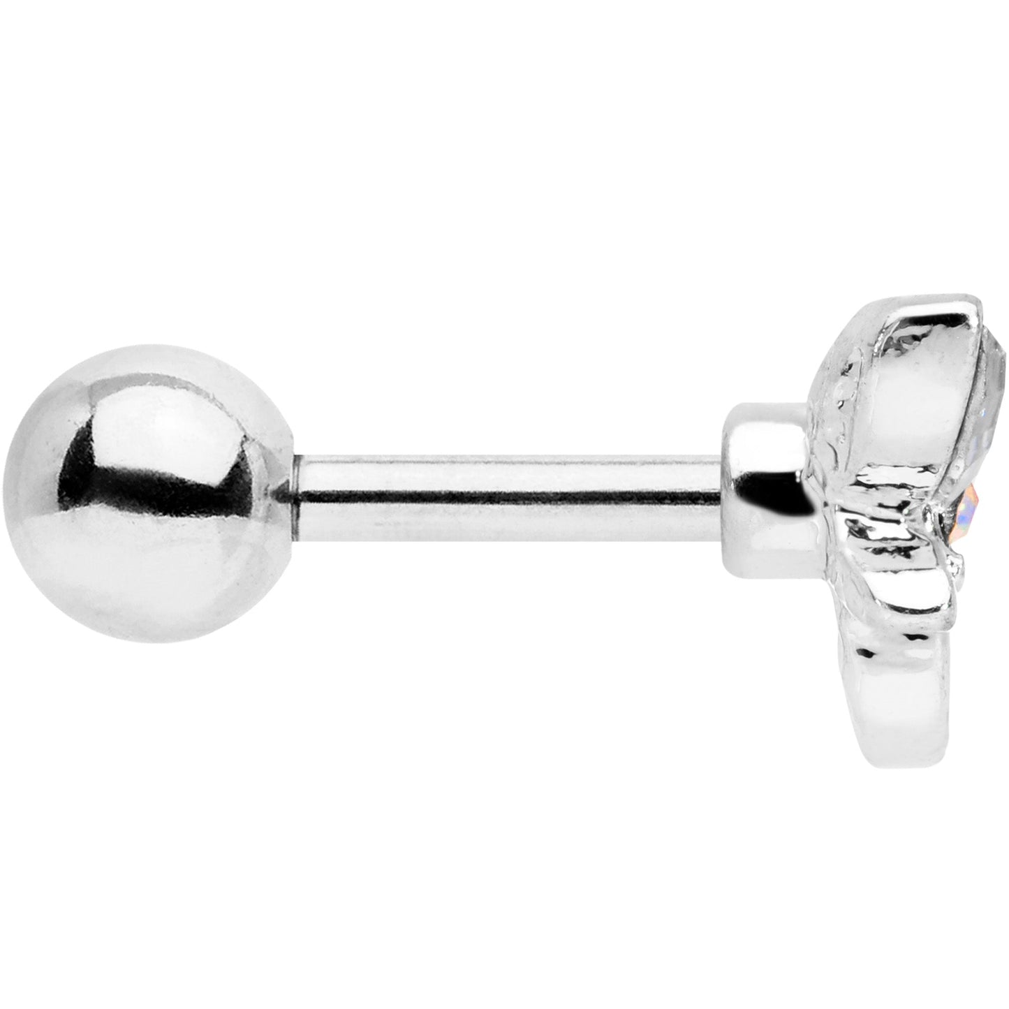 16G 1/4 Clear Aurora Gem Loop Butterfly Cartilage Tragus Earring