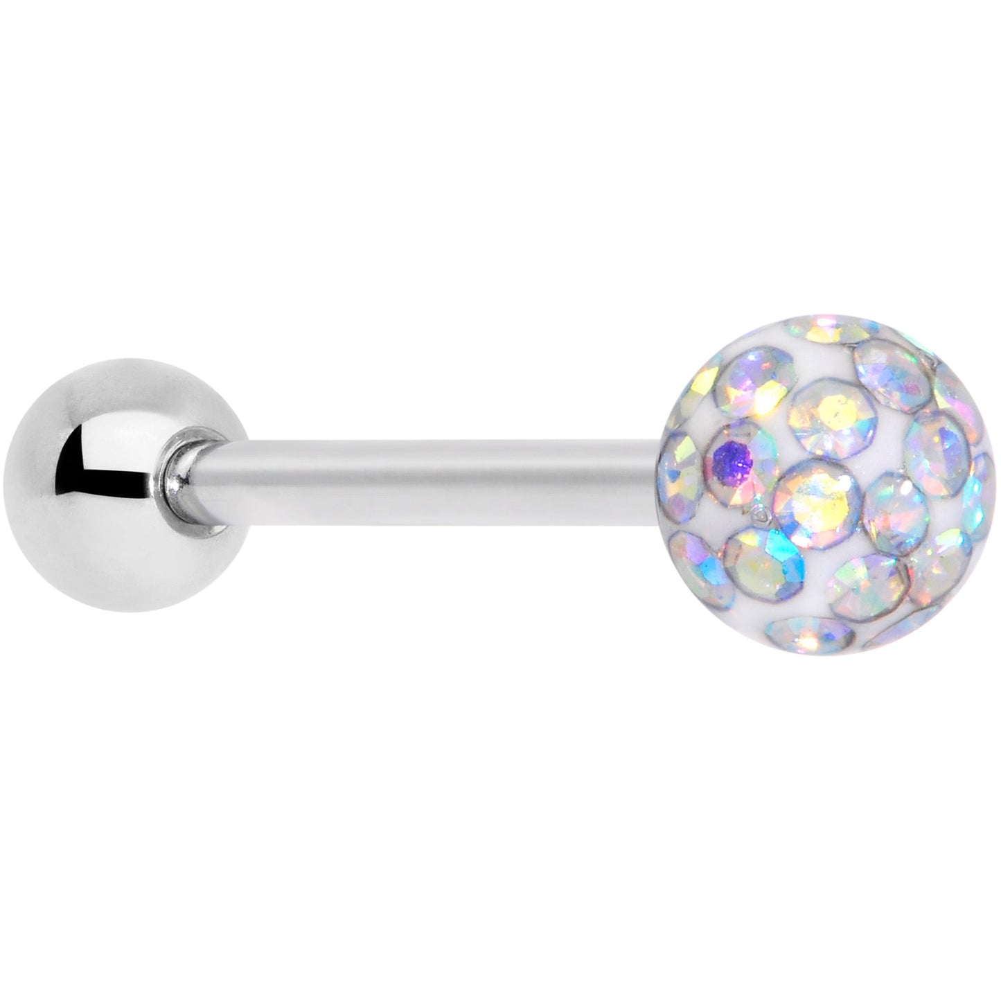 Aurora Gem Disco Ball Internally Threaded Barbell Tongue Ring