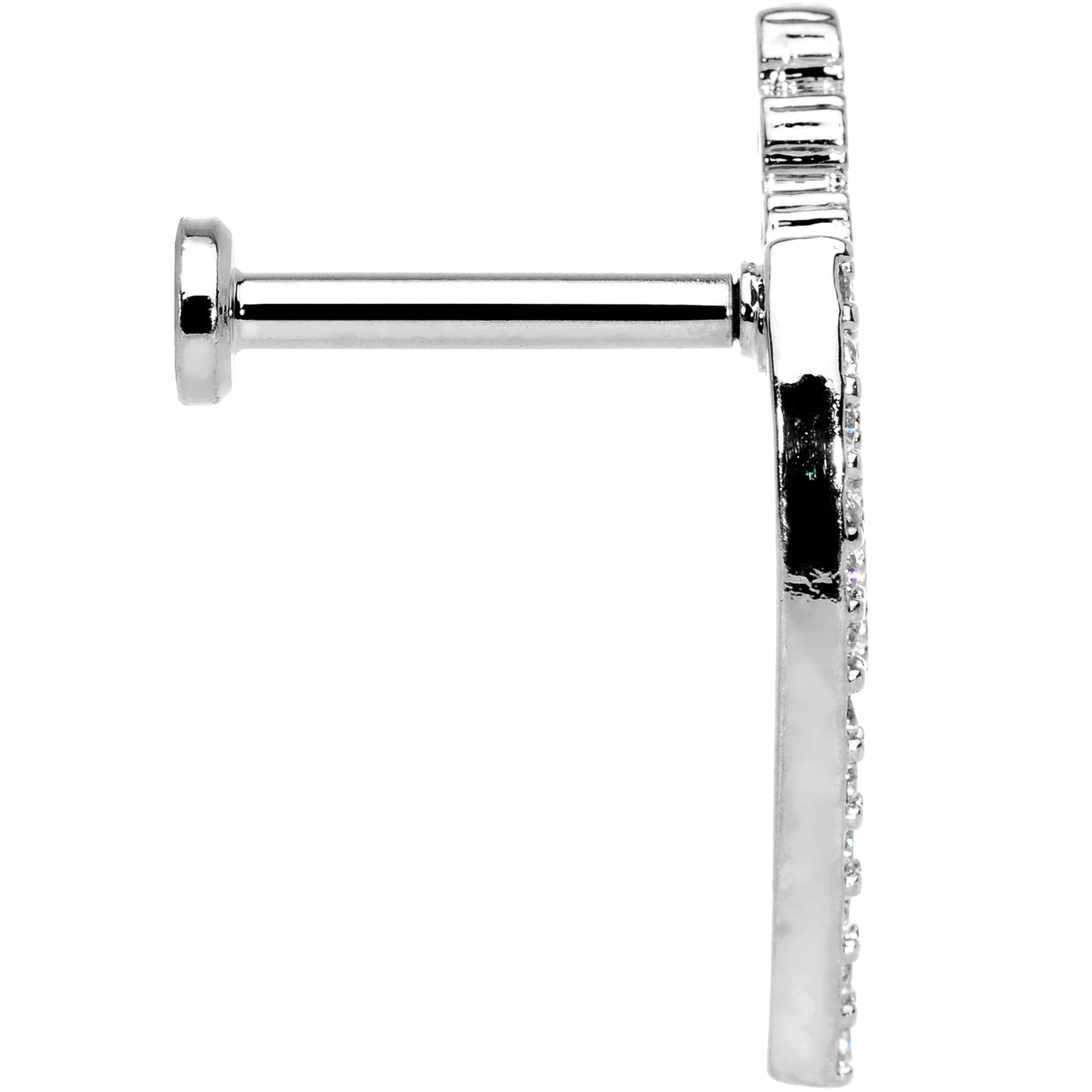 16G 5/16 Clear CZ Gem Curve Internally Threaded Labret Tragus