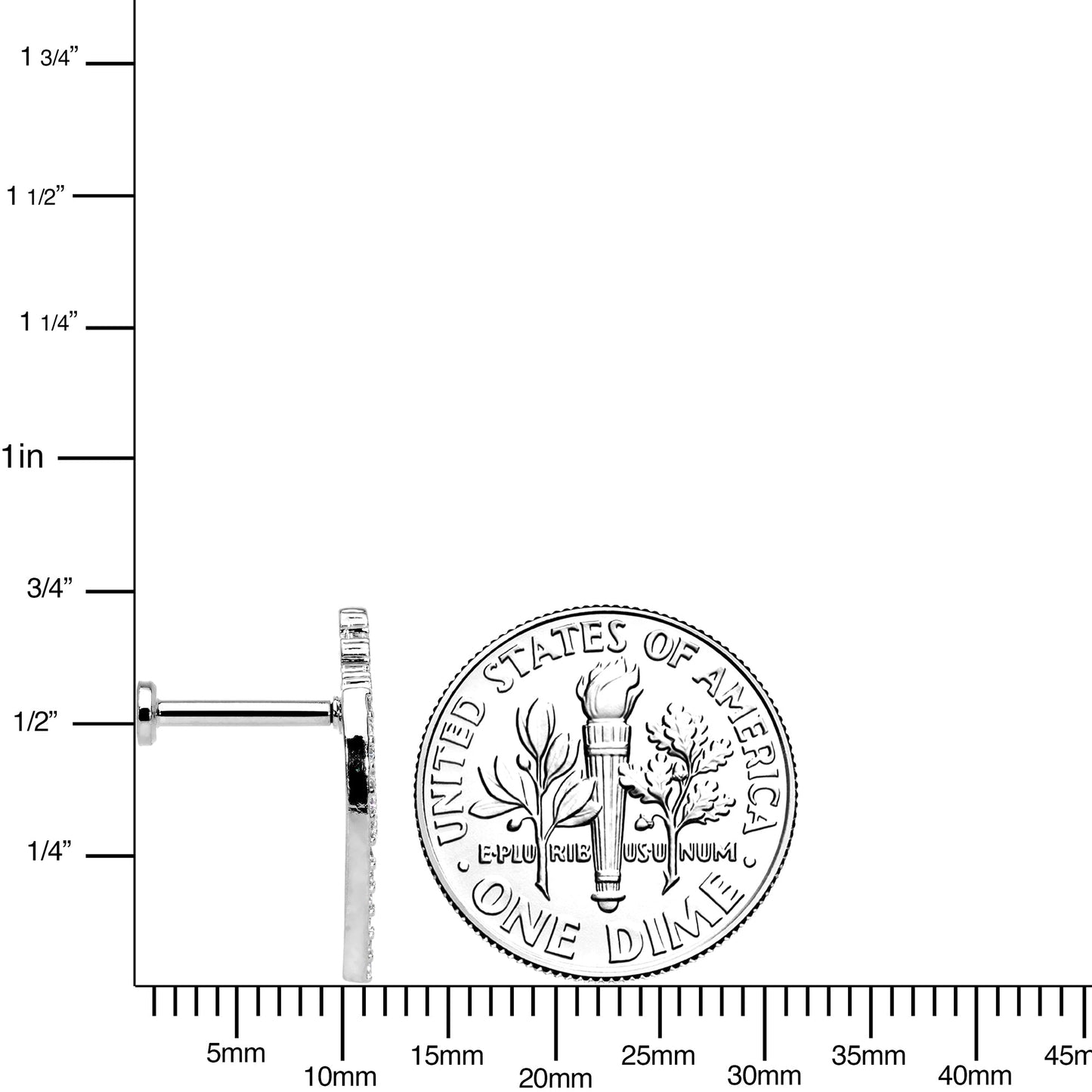 16G 5/16 Clear CZ Gem Curve Internally Threaded Labret Tragus