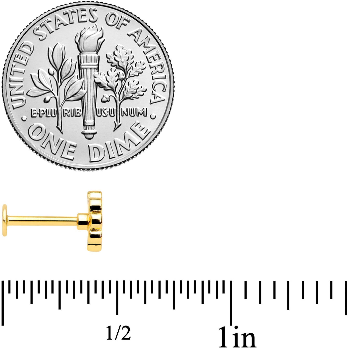 16G 5/16 Clear Gem Gold Tone Daisy Flower Labret Monroe Tragus