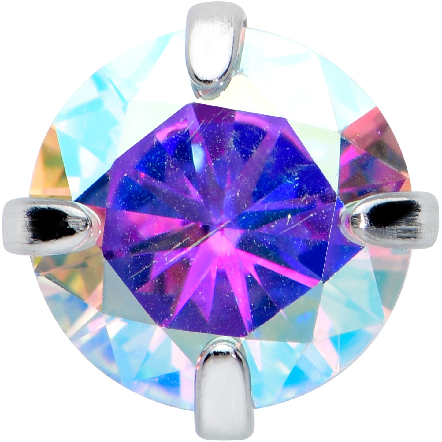 Aurora CZ Gem Round Top Barbell Tongue Ring