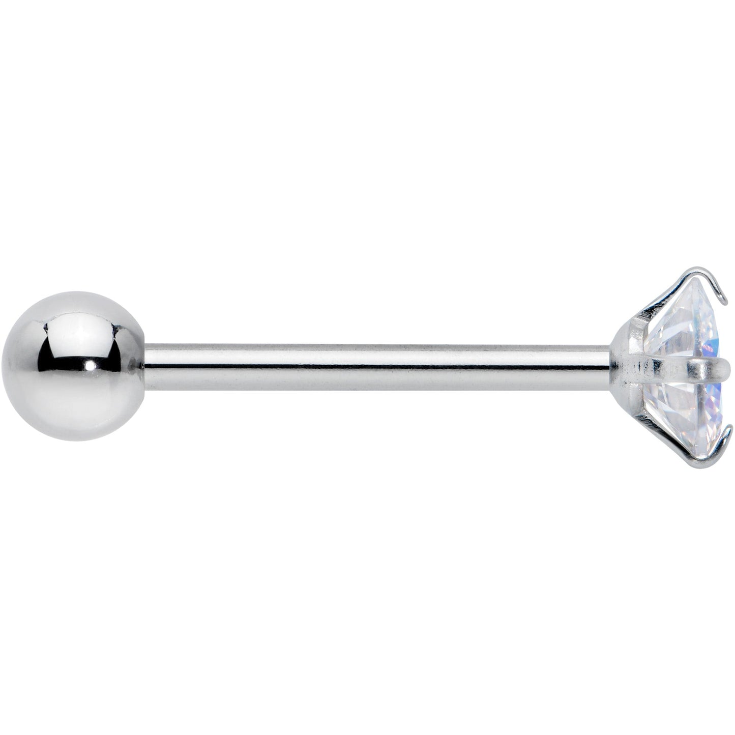 Aurora CZ Gem Round Top Barbell Tongue Ring