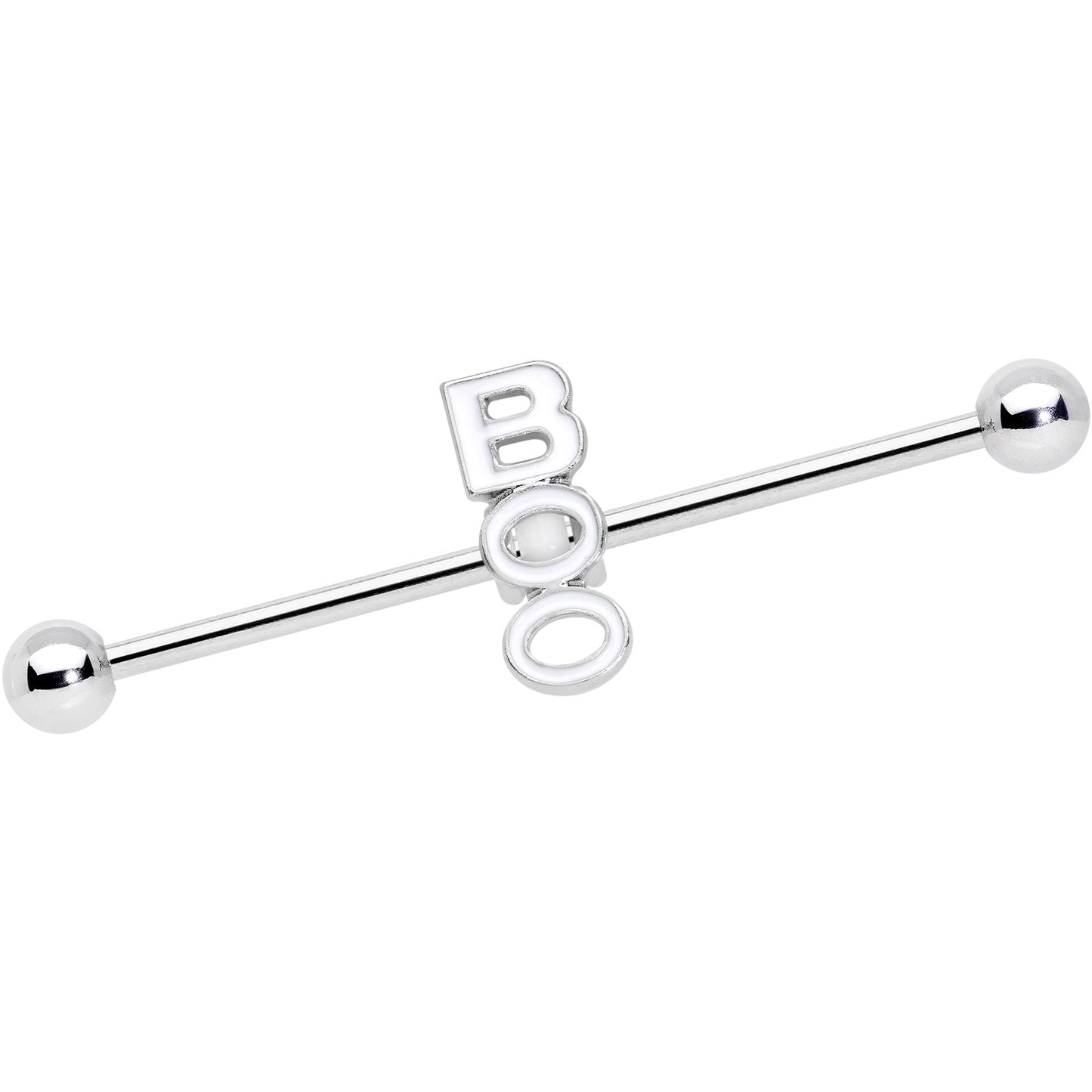 14G White Boo Halloween Industrial Barbell 38mm