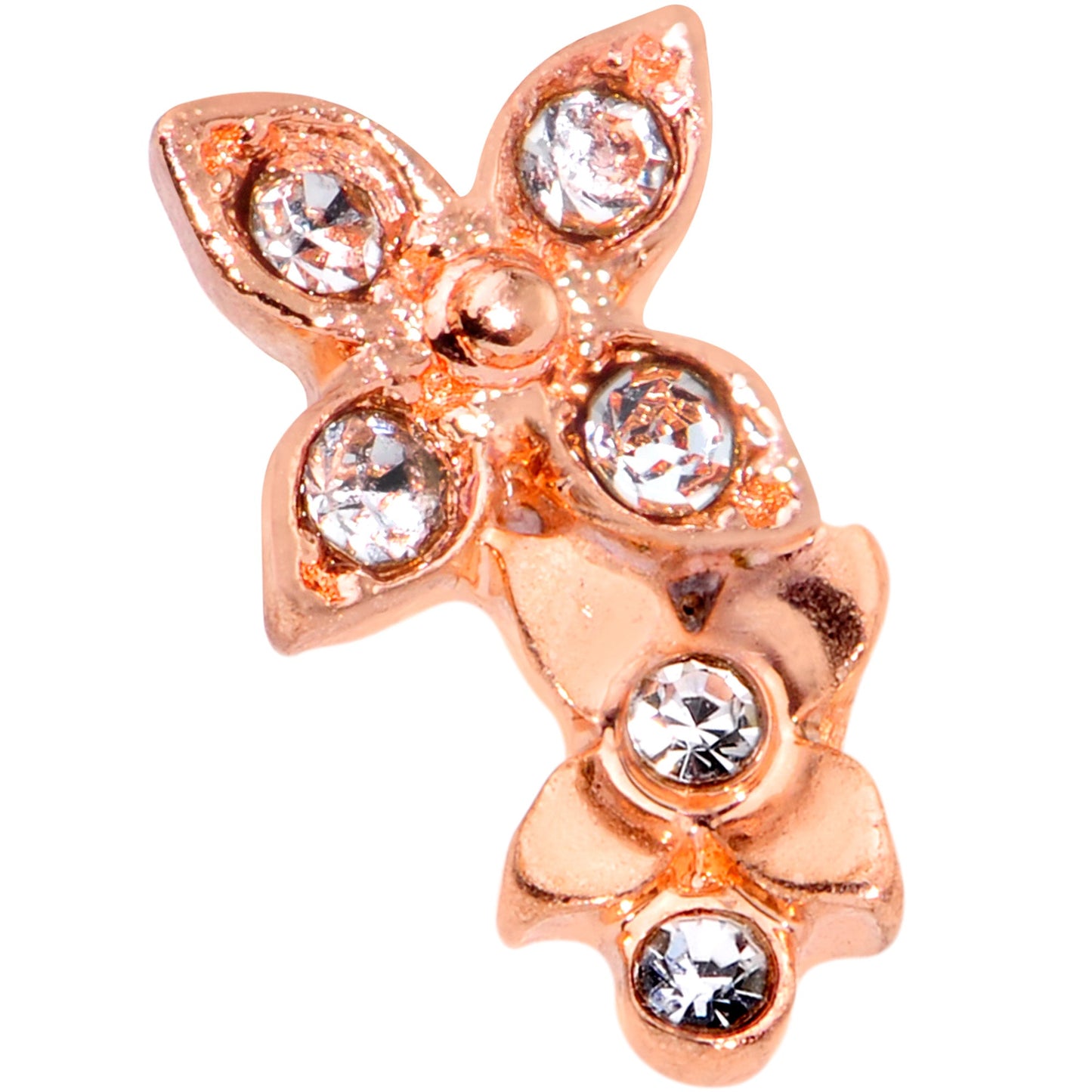 16G 5/16 Clear Gem Rose Gold Tone Butterfly Duo Labret Tragus