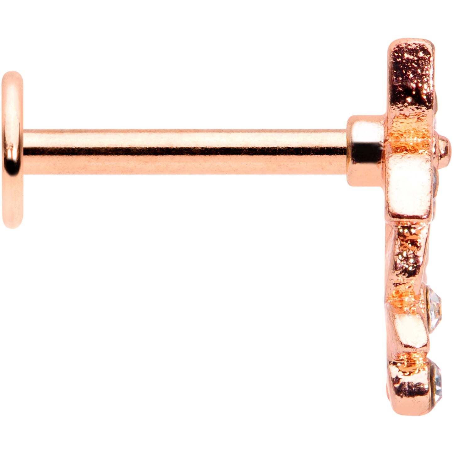 16G 5/16 Clear Gem Rose Gold Tone Butterfly Duo Labret Tragus