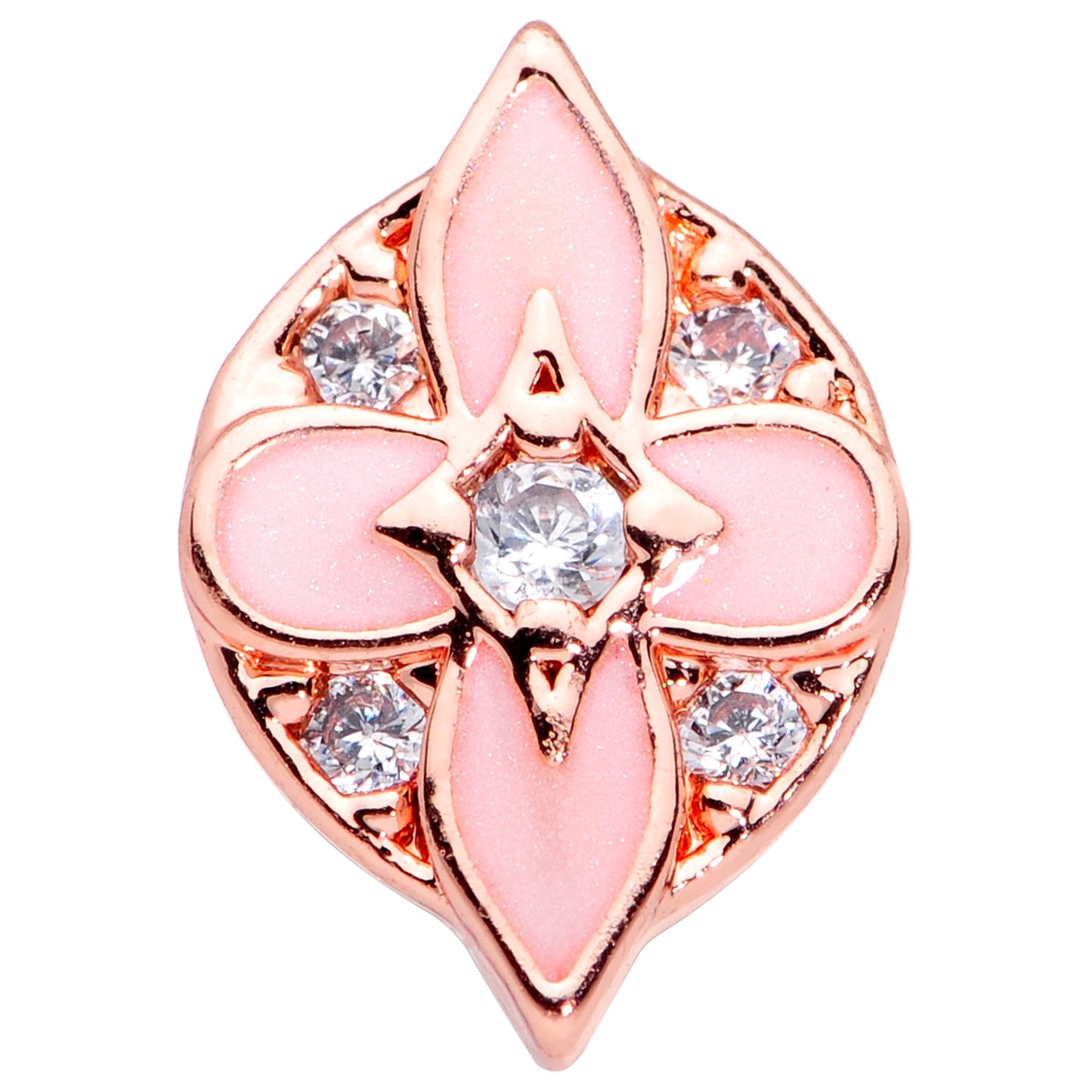 16G 1/4 Clear Gem Rose Gold Tone Pink Cross Cartilage Tragus