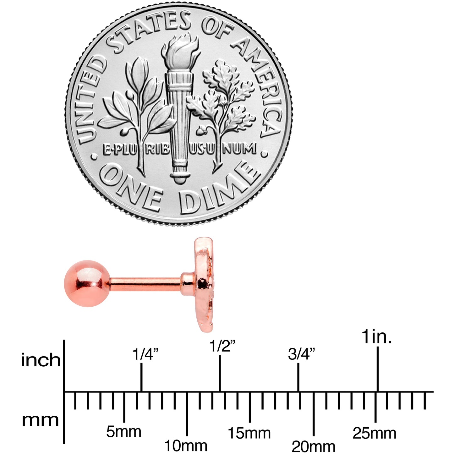 16G 1/4 Clear Gem Rose Gold Tone Pink Cross Cartilage Tragus