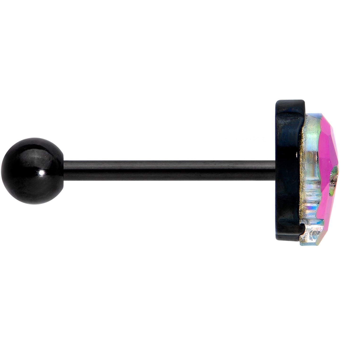 Aurora Gem Black Sugar Skull Barbell Tongue Ring