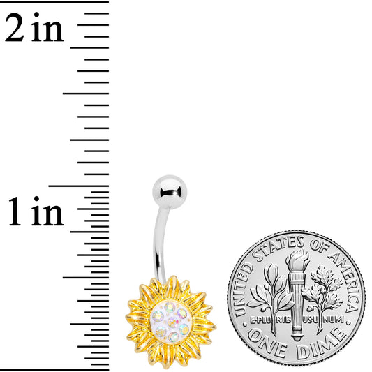 Aurora Gem Scintillating Sunflower Belly Ring