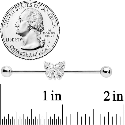 14G Clear Gem Butterfly Industrial Barbell 38mm
