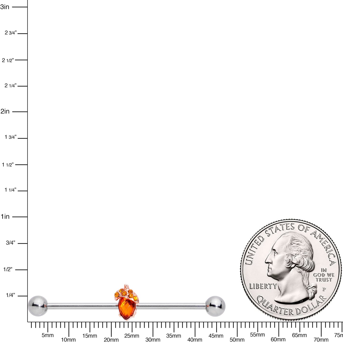 14G Brown Gem Fall Autumn Acorn Industrial Barbell 38mm