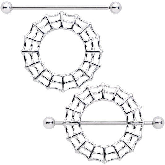 14G 7/8 Sexy Spider Web Halloween Nipple Shield Set