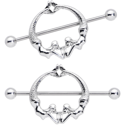 14G 13/16 Double Mermaid Nautical Nipple Shield Set