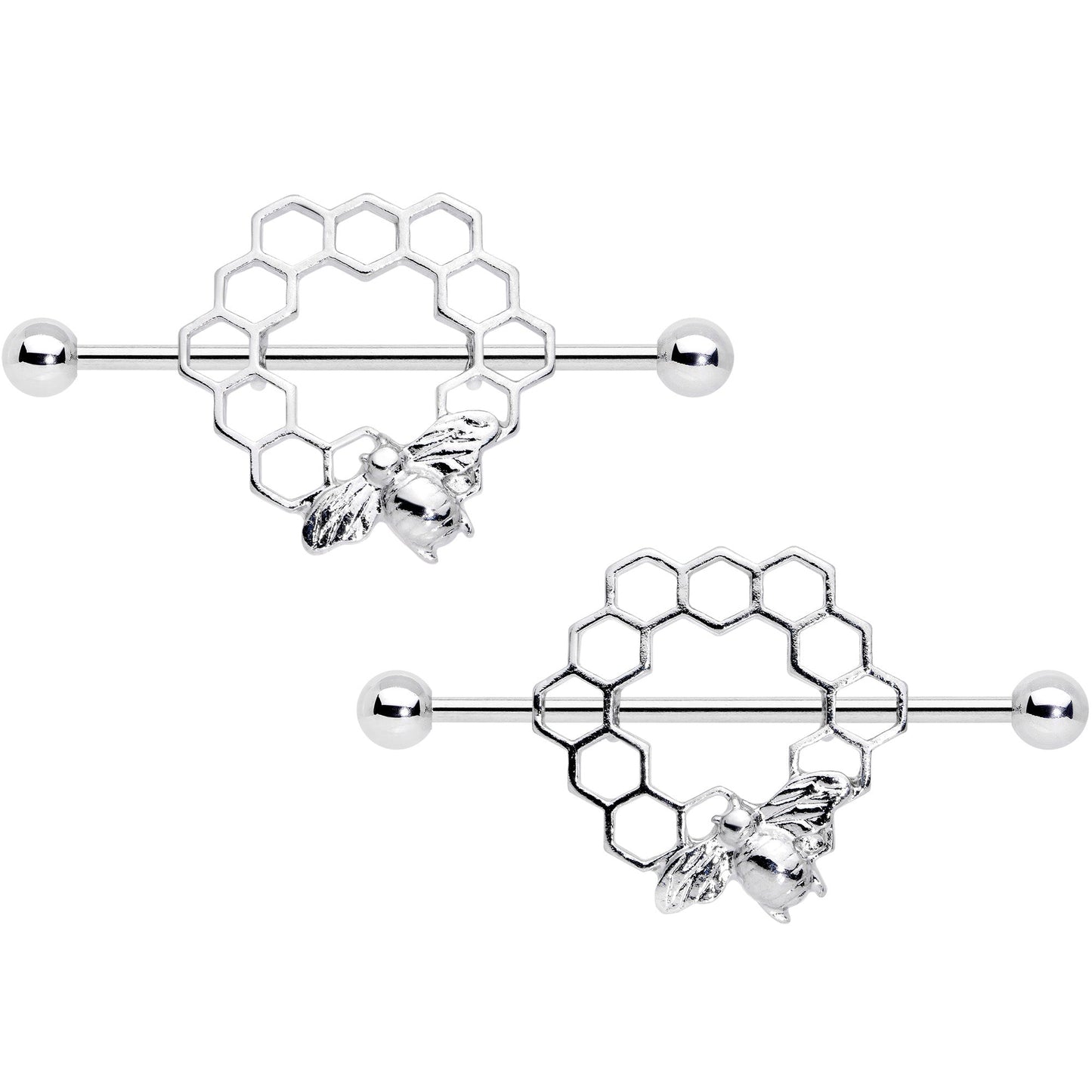 14G 1/2 Bee Hive Bee Nipple Shield Set