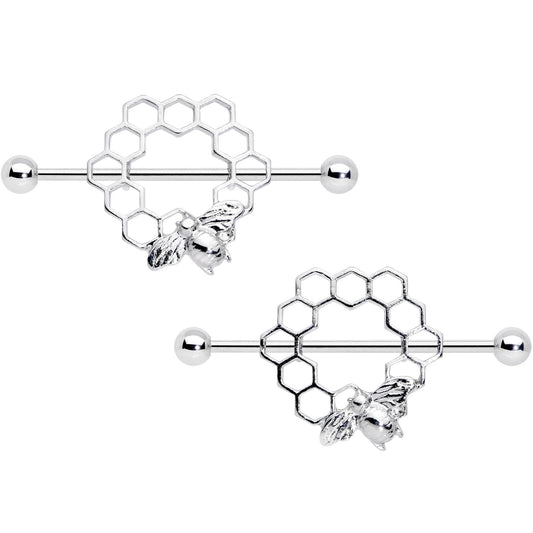 14G 1/2 Bee Hive Bee Nipple Shield Set