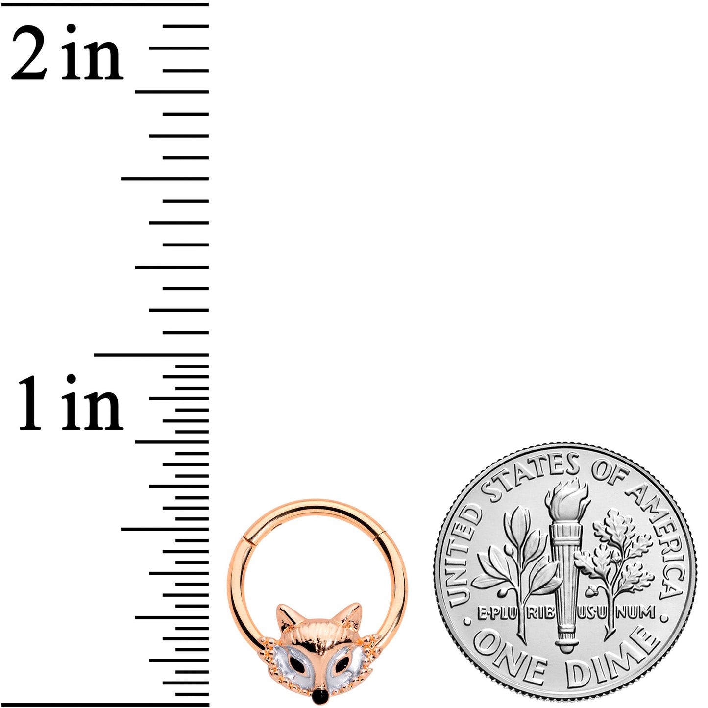 16G 3/8 Rose Gold Tone Fashion Fox Hinged Segment Ring
