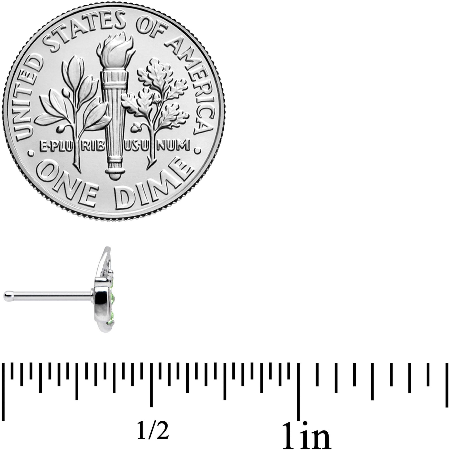 20G 1/4 Green Gem Lacy Butterfly Nose Bone