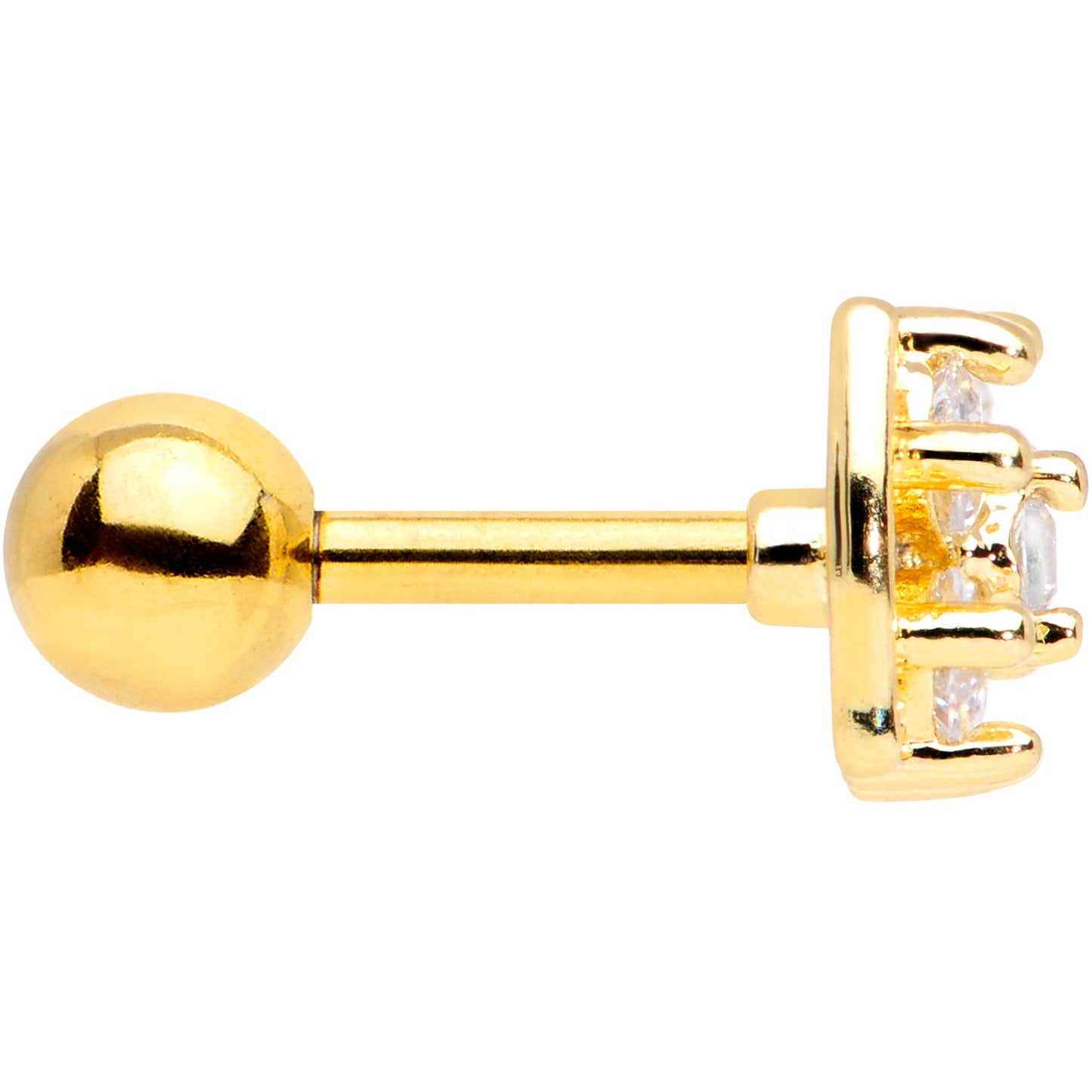 16G 1/4 Clear CZ Gem Gold Tone Beauty Bow Cartilage Tragus