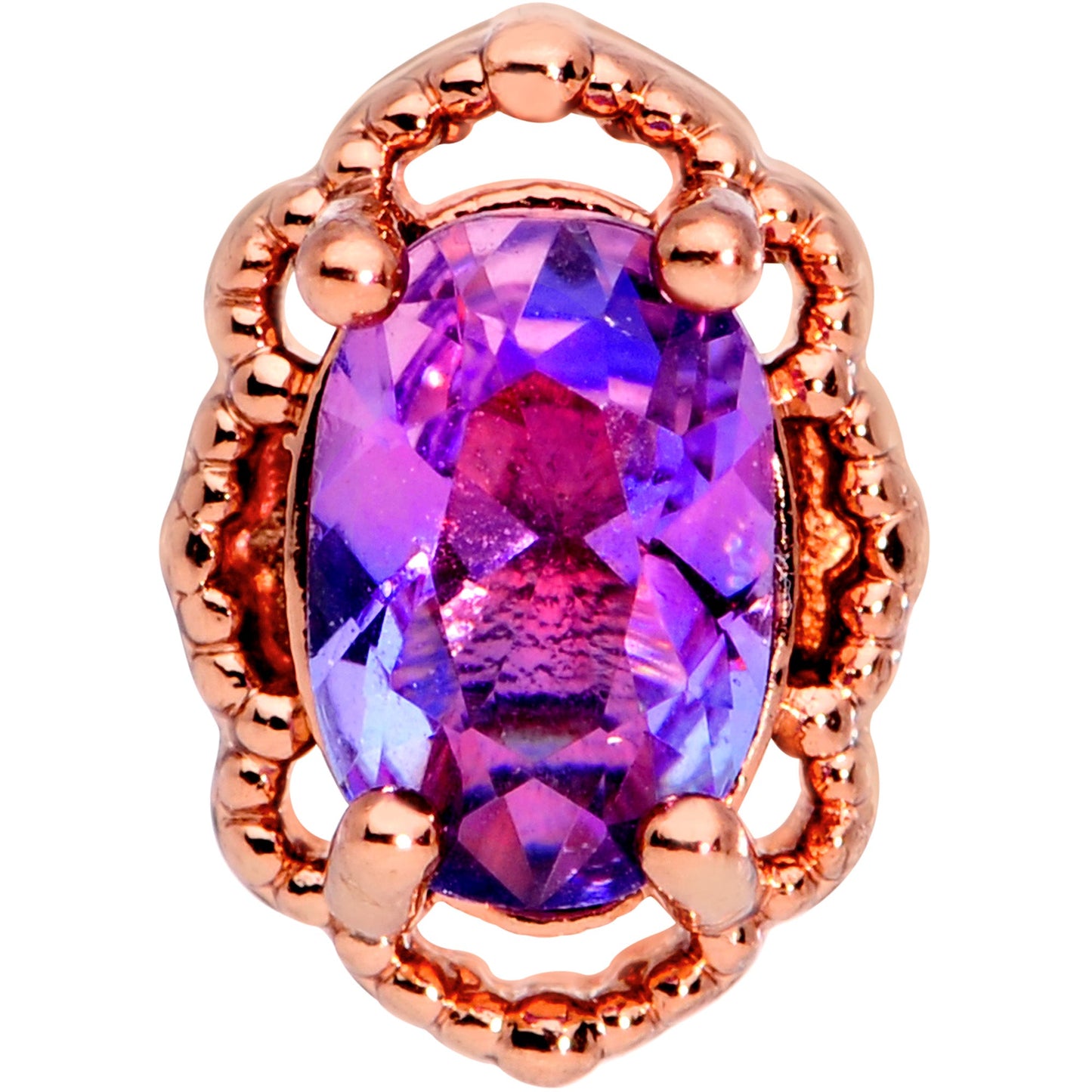 16G 1/4 Purple Tourmaline Rose Gold Tone Cartilage Tragus Earring