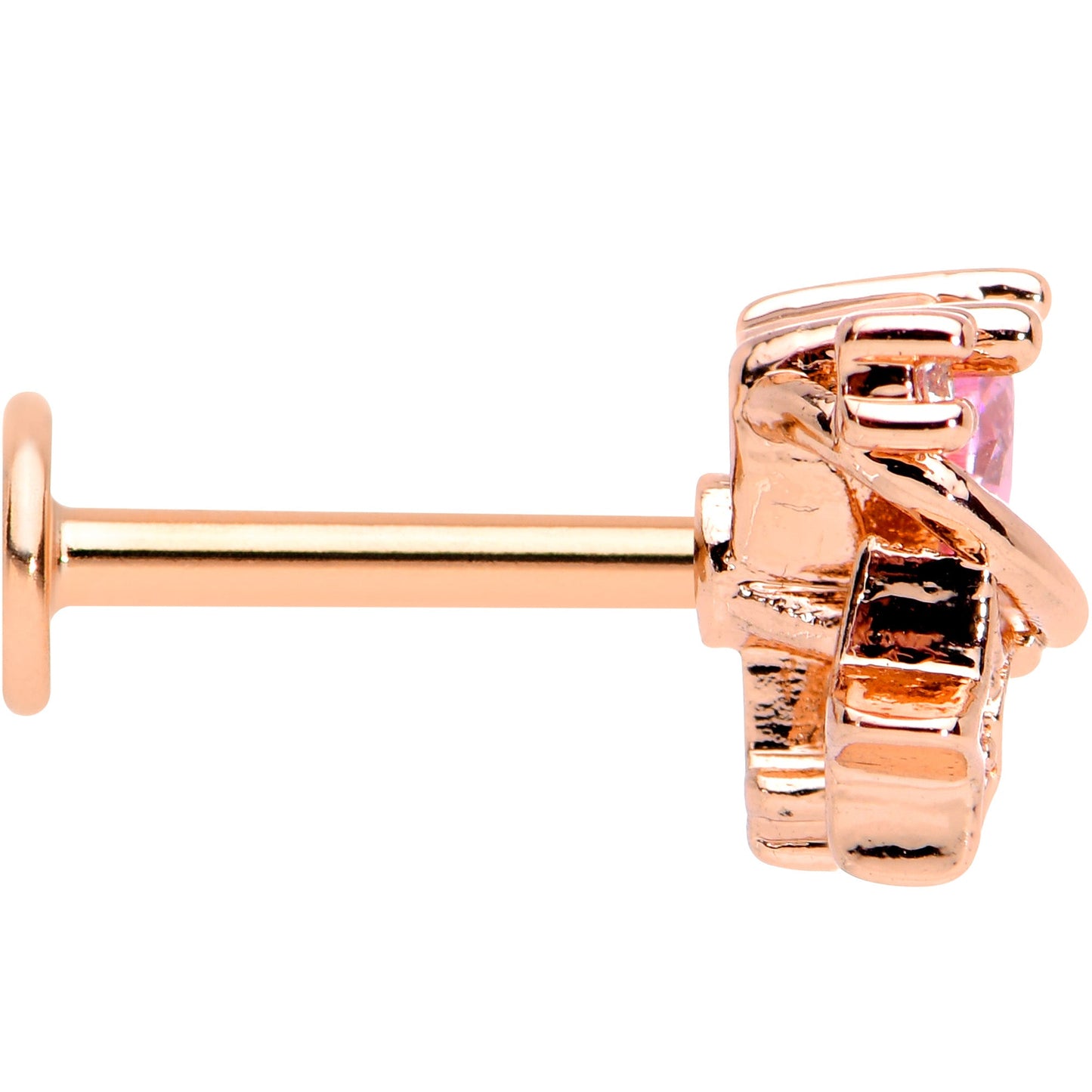 16G 5/16 Pink Gem Rose Gold Hue Star Heart Labret Monroe Tragus