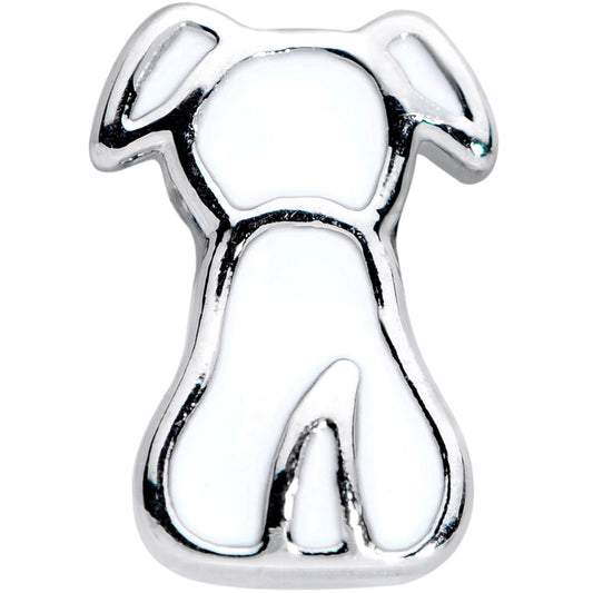 18G 3/8 White Sitting Dog Nose Hoop
