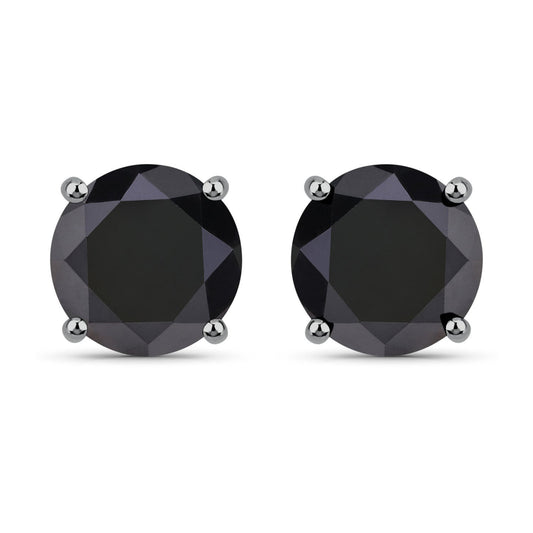 5.41 Carat Genuine Black Diamond 14K White Gold Earrings