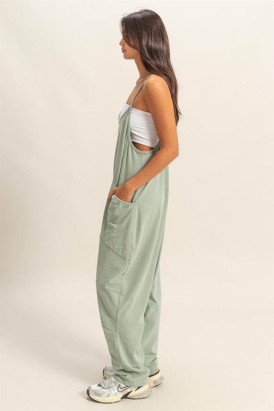 HYFVE Relaxed Fit Mineral Washed Overalls with Pockets