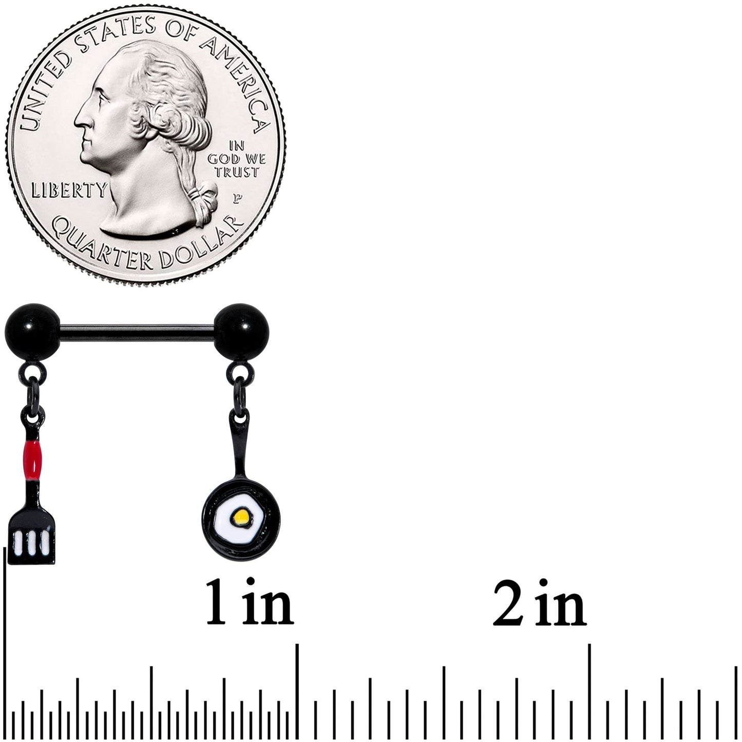 14G 9/16 Black Spatula Pan Kitchen Cooking Dangle Nipple Ring Set