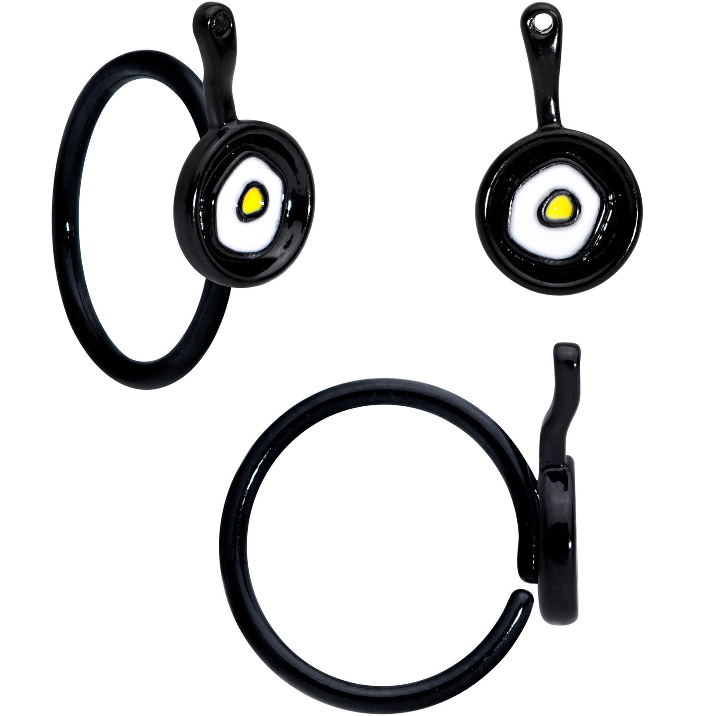 18G 3/8 Black Spatula Kitchen Cooking Nose Hoop Set of 2