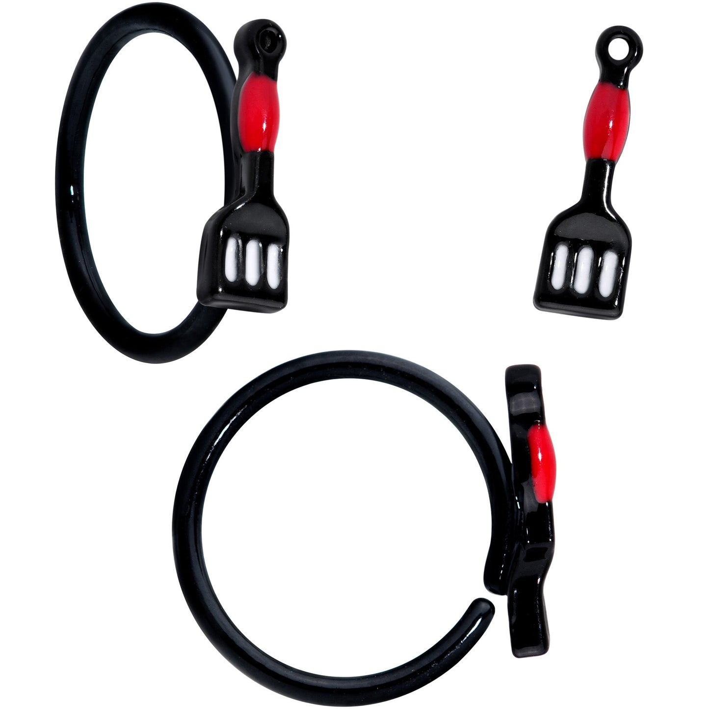 18G 3/8 Black Spatula Kitchen Cooking Nose Hoop Set of 2