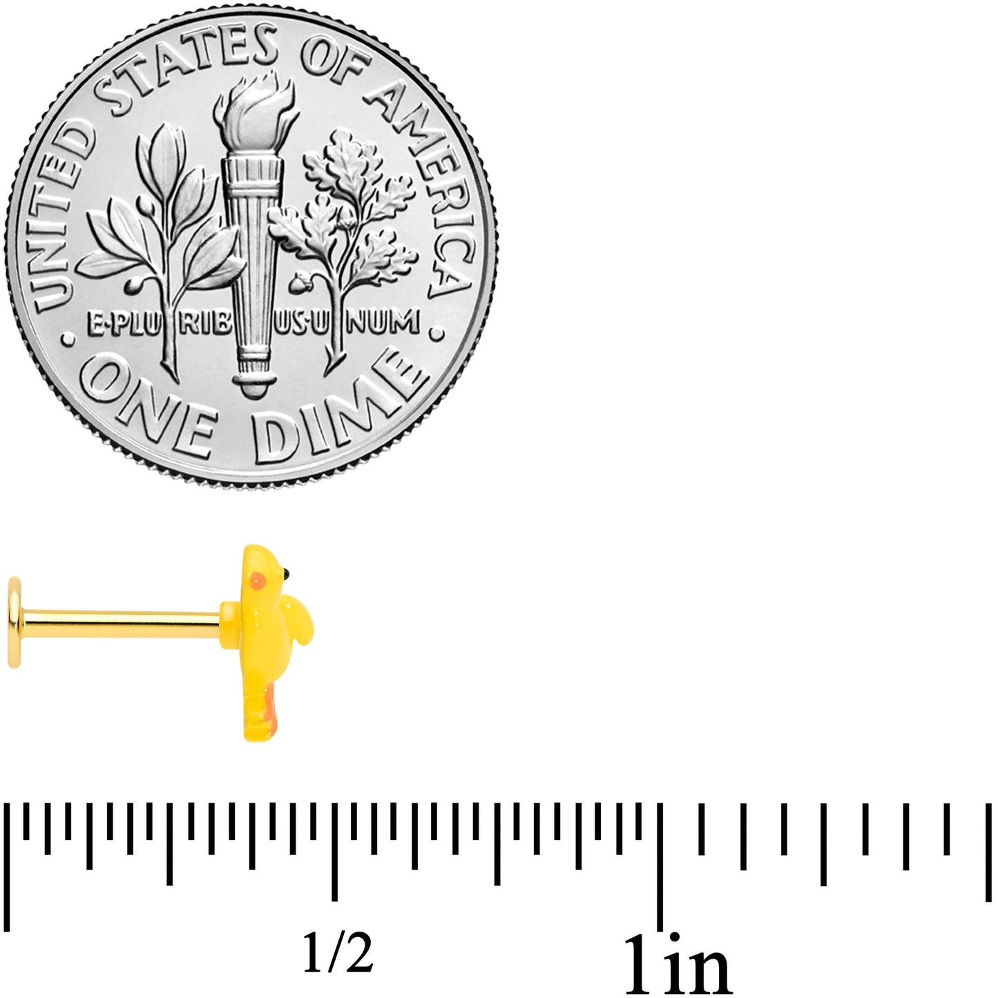 16G 5/16 Gold Tone Yellow Easter Chick Labret Monroe Tragus