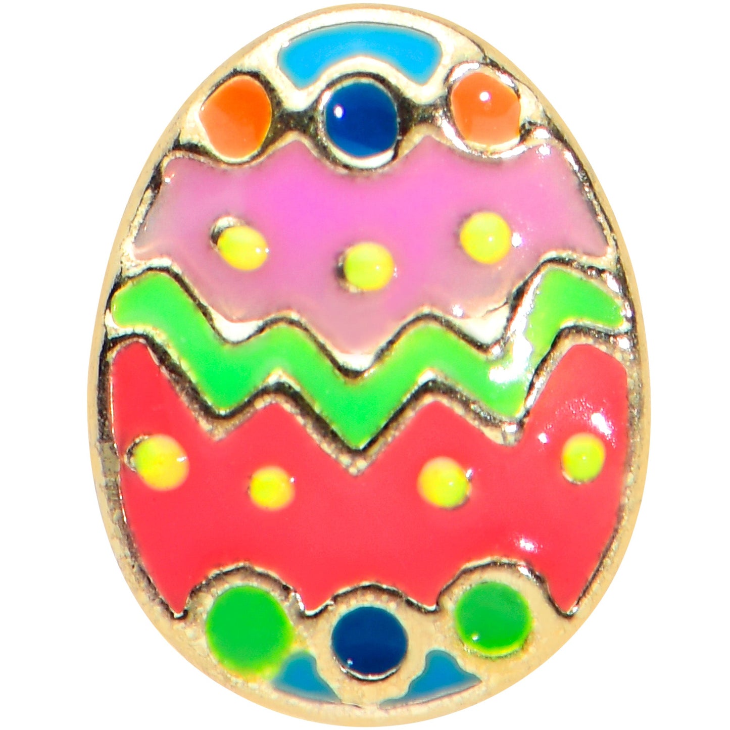 16G 5/16 Gold Tone Funky Painted Easter Egg Labret Monroe Tragus